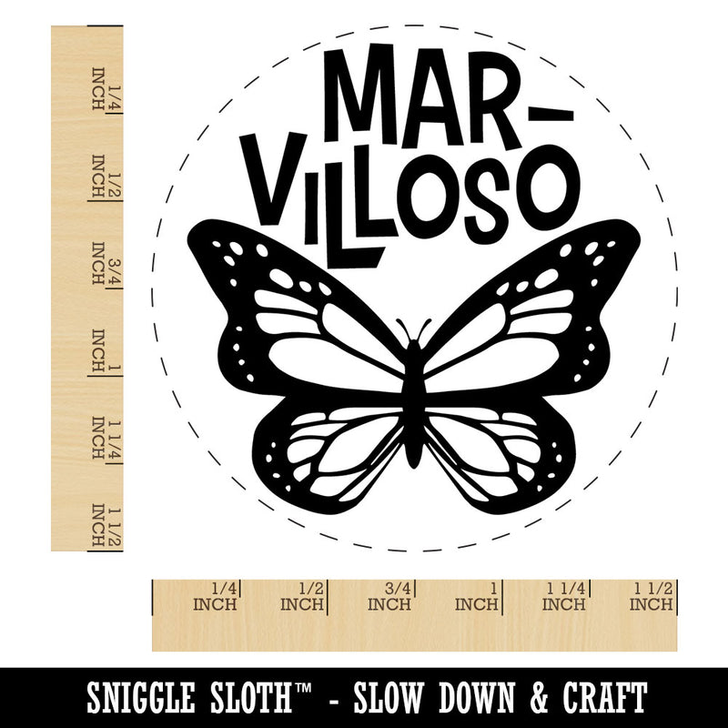 Marvilloso Marvelous Butterfly Spanish Compliment Teacher Stamp Self-Inking Rubber Stamp for Stamping Ink Stamper
