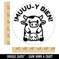 Muy Bien Cow Spanish Pun Funny Very Good Compliment Self-Inking Rubber Stamp for Stamping Ink Stamper Crafting Planners