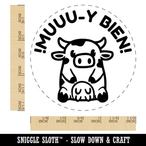Muy Bien Cow Spanish Pun Funny Very Good Compliment Self-Inking Rubber Stamp for Stamping Ink Stamper Crafting Planners