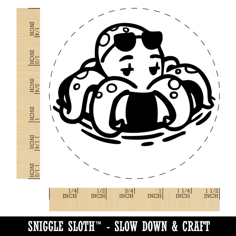 Octopus Inflatable Swim Tube Vacation Relaxing Chilling Self-Inking Rubber Stamp for Stamping Ink Stamper