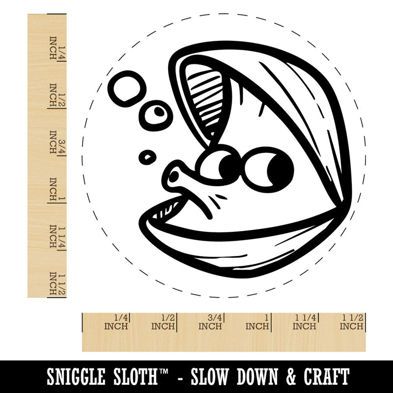 Open Cartoon Clam Blowing Bubbles Shellfish Self-Inking Rubber Stamp for Stamping Ink Stamper Crafting Planners