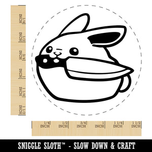 Round Cartoon Bunny Rabbit with Knife Self-Inking Rubber Stamp for Stamping Ink Stamper Crafting Planners