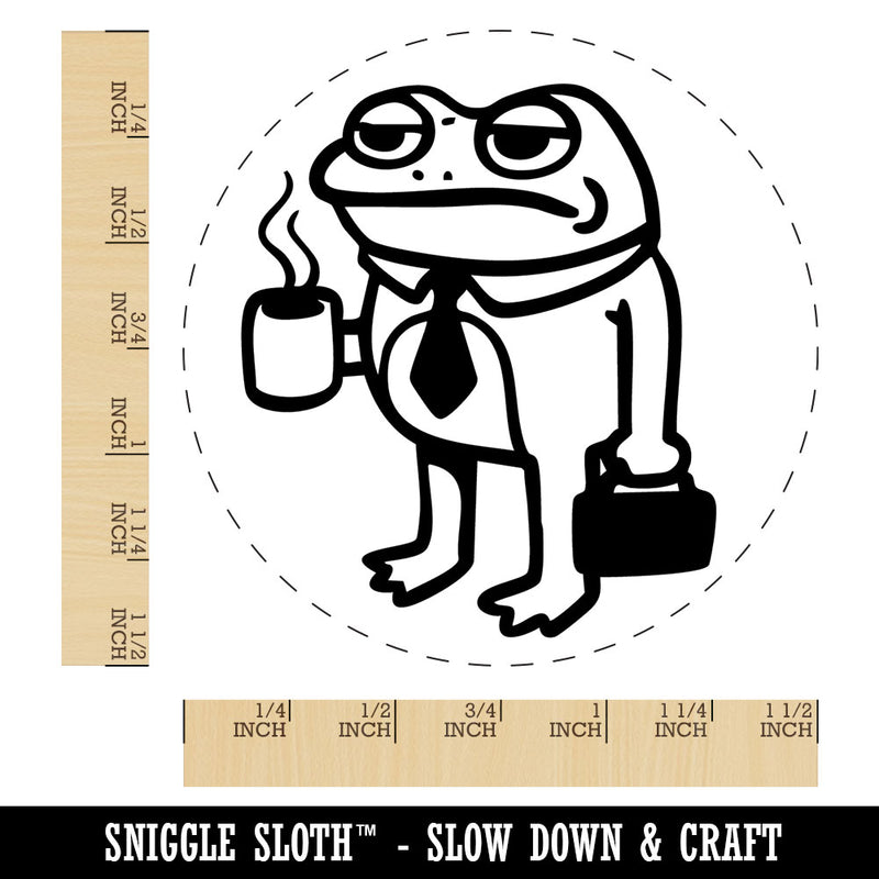 Sad Business Frog Coffee Suitcase Tie Self-Inking Rubber Stamp for Stamping Ink Stamper Crafting Planners