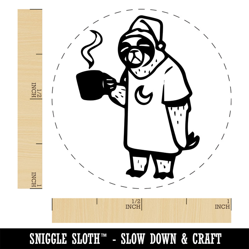 Sleepy Sloth with Coffee Self-Inking Rubber Stamp Ink Stamper for Stamping Crafting Planners