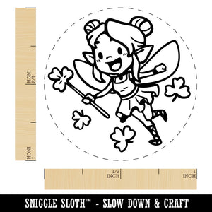 Clover Shamrock Fairy Pixie Saint Patricks Day Self-Inking Rubber Stamp for Stamping Crafting Planners