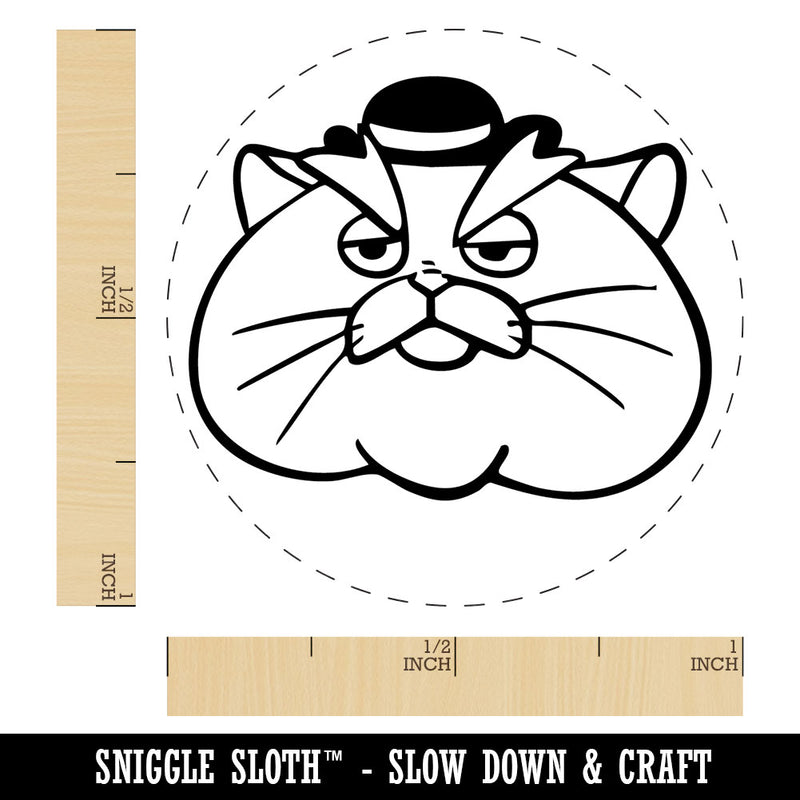 Fat Mobster Cat with Bowler Hat Self-Inking Rubber Stamp for Stamping Crafting Planners