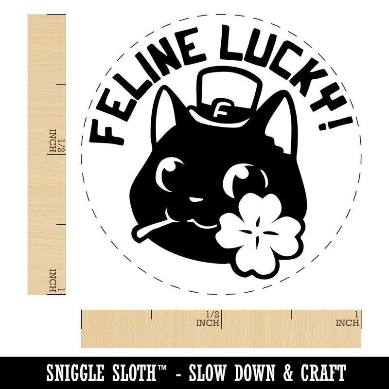 Feline Lucky Cat Leprechaun Hat Clover Saint Patricks Day Self-Inking Rubber Stamp for Stamping Crafting Planners
