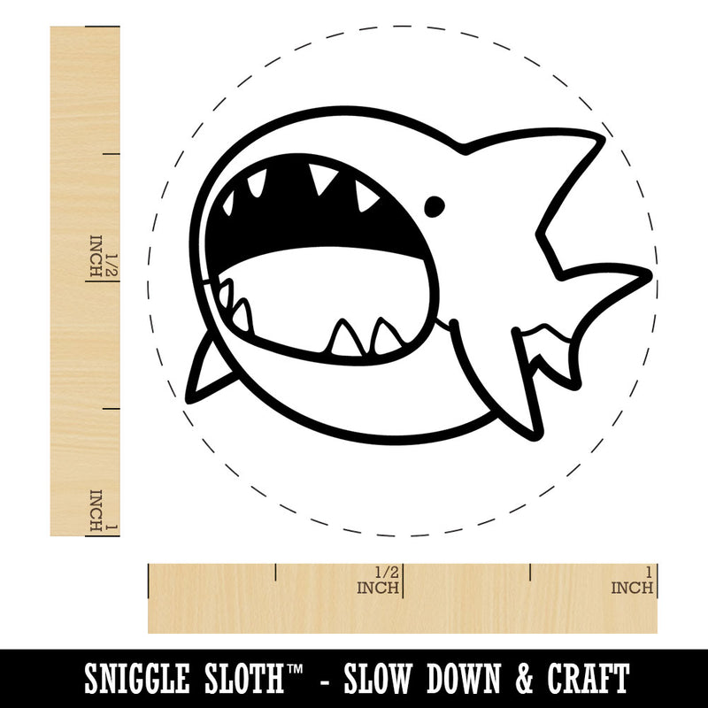 Hungry Round Shark Cute Cartoon Self-Inking Rubber Stamp for Stamping Crafting Planners