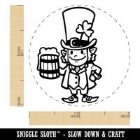 Leprechaun with Big Hat and Mug of Beer Saint Patricks Day Self-Inking Rubber Stamp for Stamping Crafting Planners