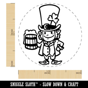 Leprechaun with Big Hat and Mug of Beer Saint Patricks Day Self-Inking Rubber Stamp for Stamping Crafting Planners