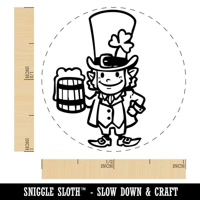 Leprechaun with Big Hat and Mug of Beer Saint Patricks Day Self-Inking Rubber Stamp for Stamping Crafting Planners