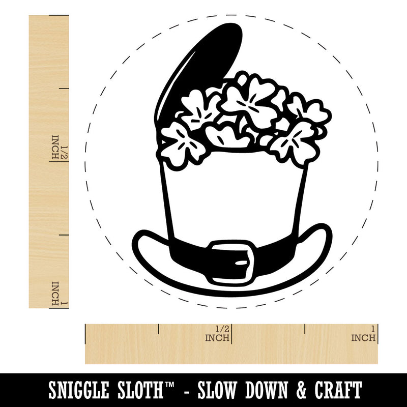 Lucky Leprechaun Hat Filled with Shamrock Clover Saint Patricks Day Self-Inking Rubber Stamp for Stamping Crafting Planners