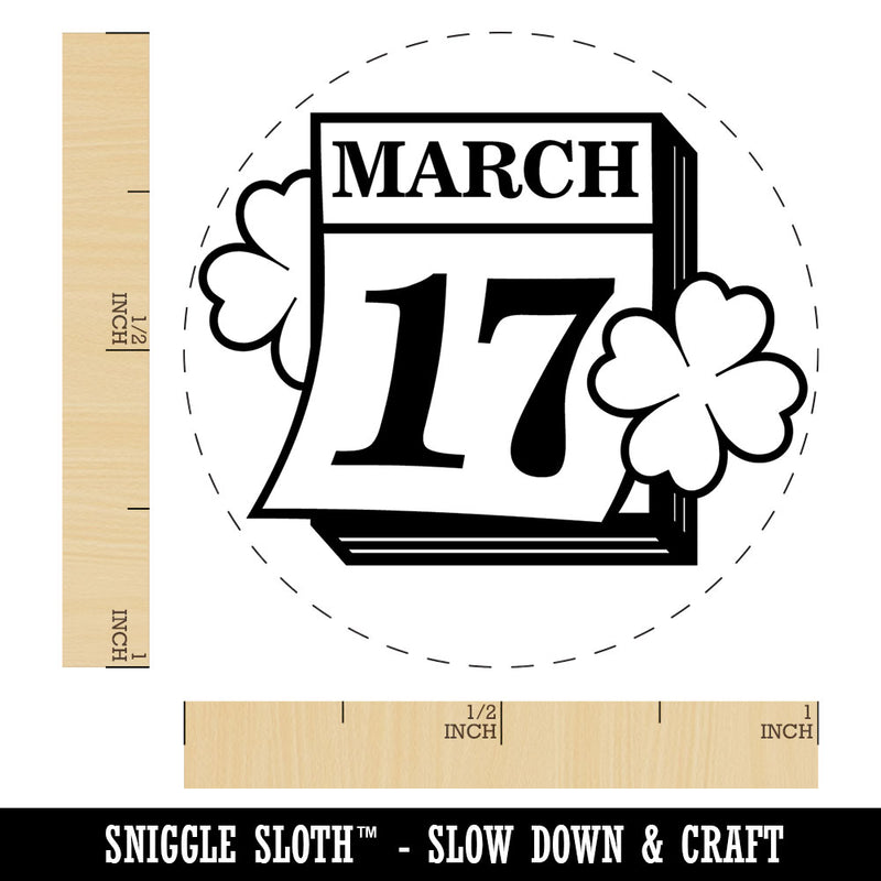 March 17 Saint Patricks Day Shamrock Clover Holiday Calendar Date Self-Inking Rubber Stamp for Stamping Crafting Planners