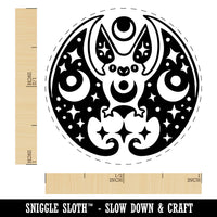 Mystical Bat Crescent Moon and Stars Self-Inking Rubber Stamp for Stamping Crafting Planners