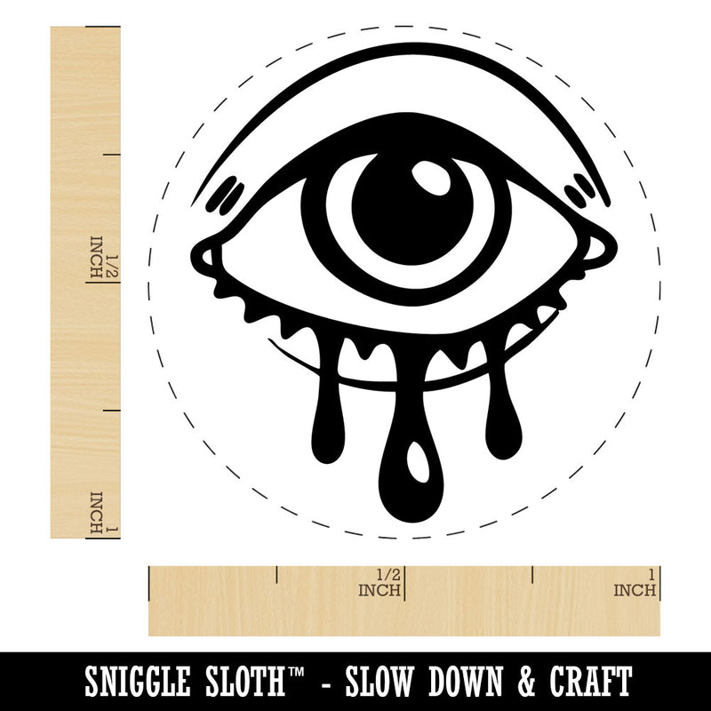 Sad Crying Eye Running Mascara Makeup Self-Inking Rubber Stamp for Stamping Crafting Planners