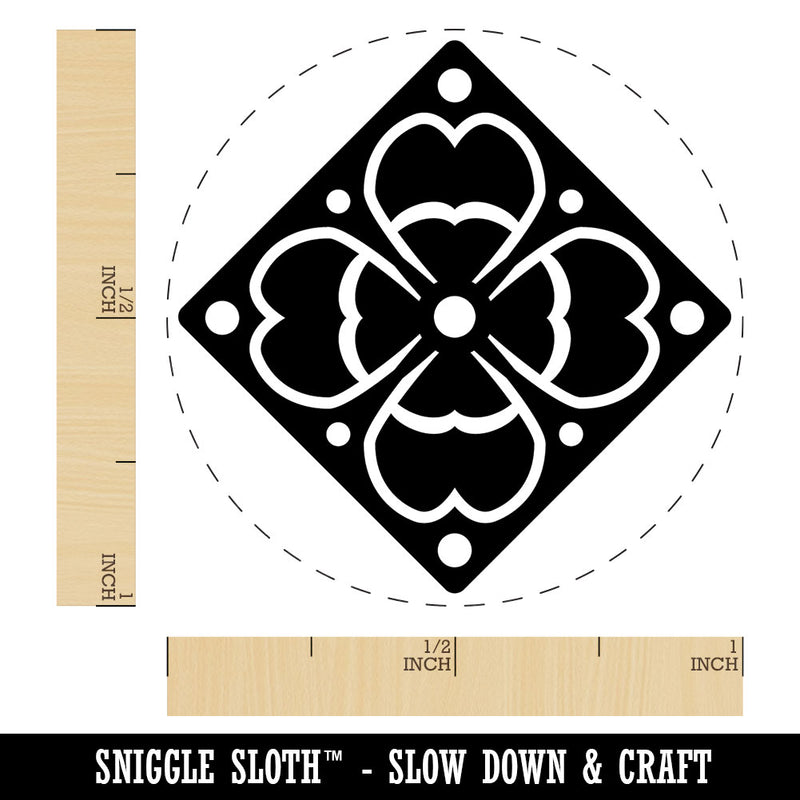 Stylish Diamond Four Leaf Clover Shamrock Floral Flower Self-Inking Rubber Stamp for Stamping Crafting Planners