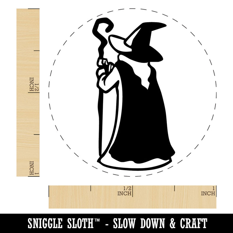 Wise Old Wizard Back Looking Away Mage Sorcerer Self-Inking Rubber Stamp for Stamping Crafting Planners