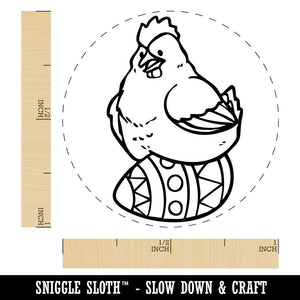 Chicken Hen Sitting On Easter Egg Self-Inking Rubber Stamp for Stamping Crafting Planners
