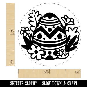 Easter Egg Hidden In Flowers and Grass Self-Inking Rubber Stamp for Stamping Crafting Planners