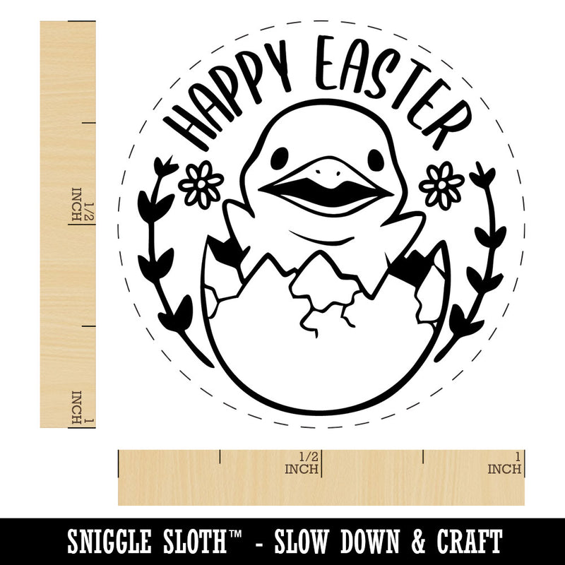 Happy Easter Baby Chick Chicken Hatching from Egg Self-Inking Rubber Stamp for Stamping Crafting Planners