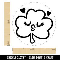 Kissy Face Irish Shamrock Clover Saint Patricks Day Self-Inking Rubber Stamp for Stamping Crafting Planners