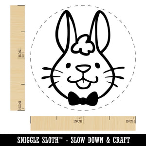 Adorable Cartoon Easter Bunny Head Rabbit Bow Tie Self-Inking Rubber Stamp