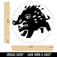 Angry Charging Cartoon Boar Pig Hog Peccary Self-Inking Rubber Stamp Crafting