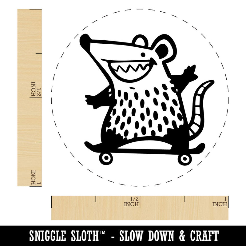 Awesome Opossum on Skateboard Sport Self-Inking Rubber Stamp Crafting Planners