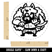 Barbarian Wolf Man Viking Warrior With Axe Self-Inking Rubber Stamp Crafting