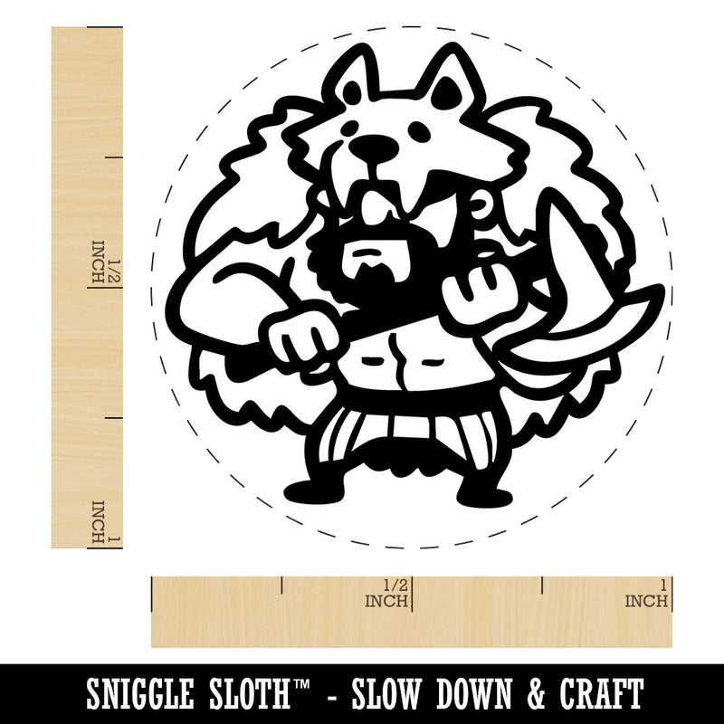 Barbarian Wolf Man Viking Warrior With Axe Self-Inking Rubber Stamp Crafting