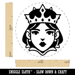 Cartoon Queen Head Medieval Crown Self-Inking Rubber Stamp Crafting Planners