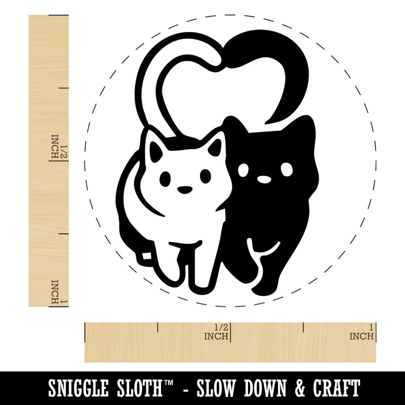 Cat Couple Heart Tails Cute Self-Inking Rubber Stamp Crafting Planners
