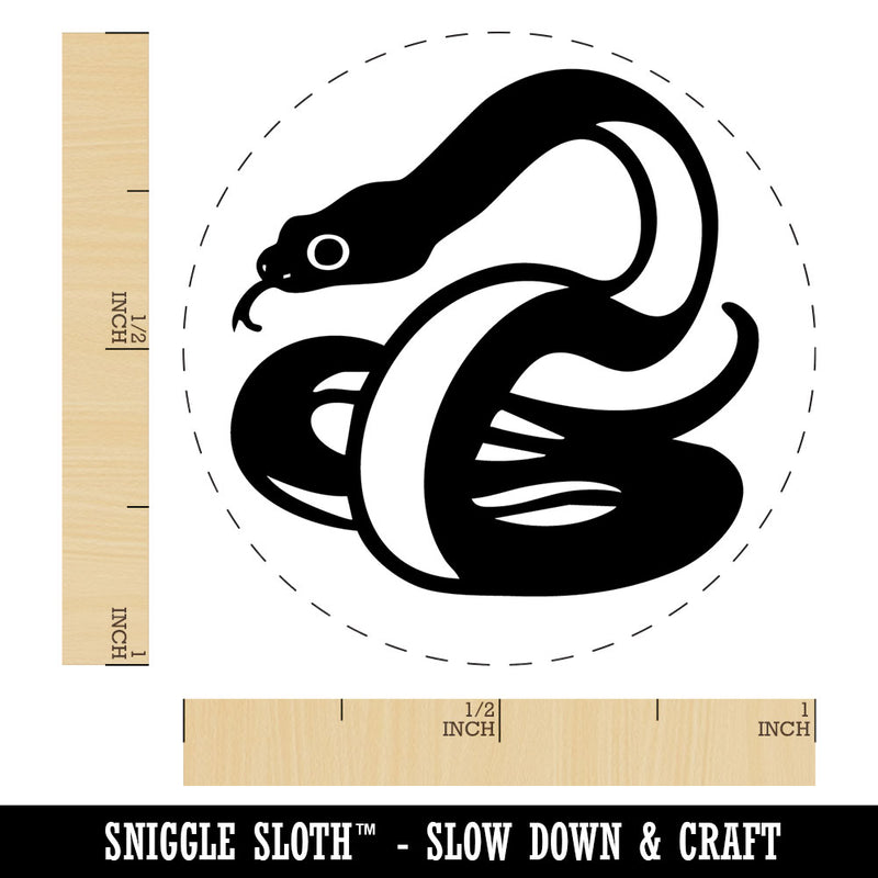 Coiled Cautious Snake Serpent Self-Inking Rubber Stamp Crafting Planners