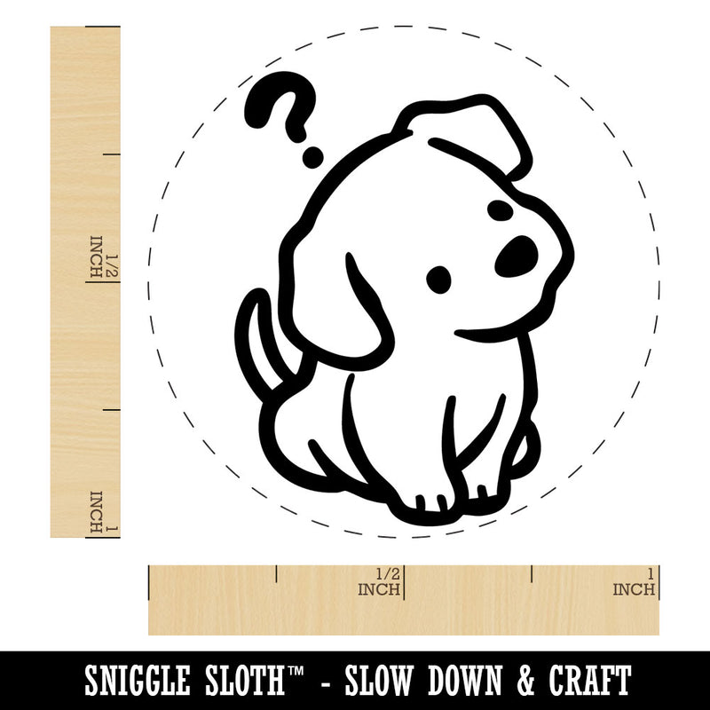 Confused Puppy Head Tilt Dog Question Mark Self-Inking Rubber Stamp Crafting