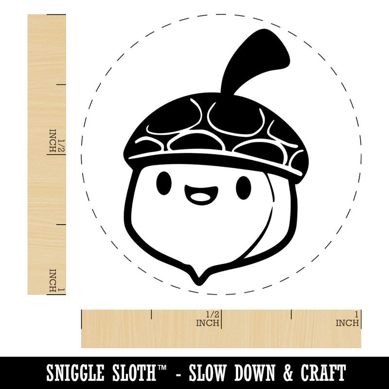 Cute Chibi Acorn Cartoon Happy Face Self-Inking Rubber Stamp Crafting Planners