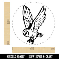 Diving Barn Owl Talons Outstretched Self-Inking Rubber Stamp Crafting Planners