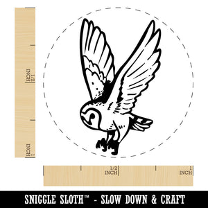 Diving Barn Owl Talons Outstretched Self-Inking Rubber Stamp Crafting Planners