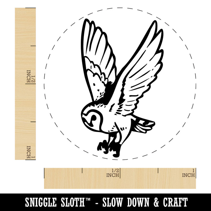 Diving Barn Owl Talons Outstretched Self-Inking Rubber Stamp Crafting Planners