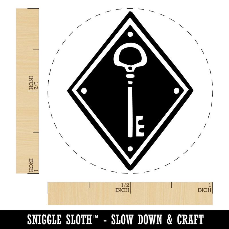 Elegant Antique Vintage Key In Diamond Self-Inking Rubber Stamp Crafting