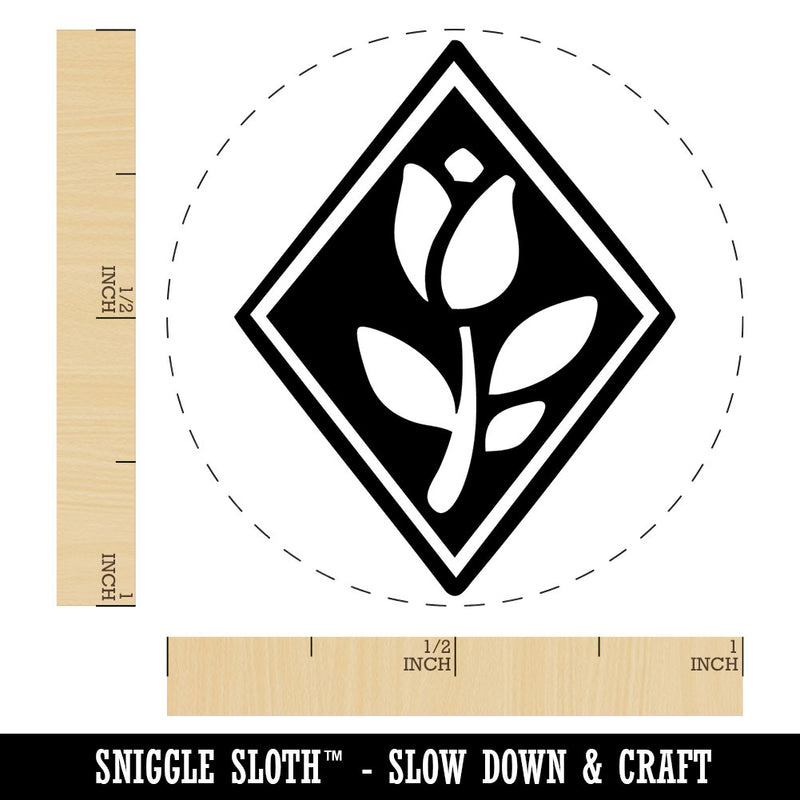 Elegent Tulip Flower in Diamond Self-Inking Rubber Stamp Crafting Planners
