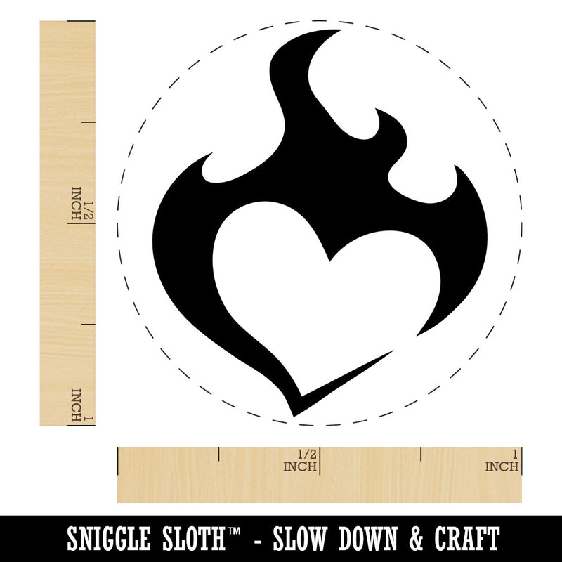 Flaming Heart Burn Fire Passion Love Hot Heat Romance Self-Inking Rubber Stamp