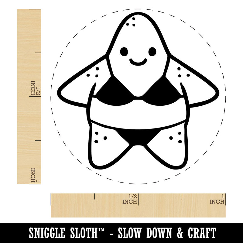 Funny Silly Starfish in Bikini Swimwear Sea Star Self-Inking Rubber Stamp