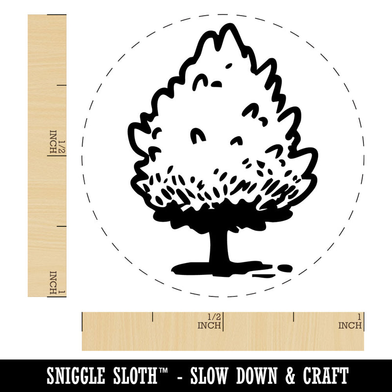 Hand Drawn Pine Bushy Tree Plant Self-Inking Rubber Stamp Crafting Planners