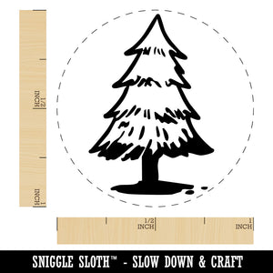 Hand Drawn Pine Tree Conifer Redwood Christmas Self-Inking Rubber Stamp