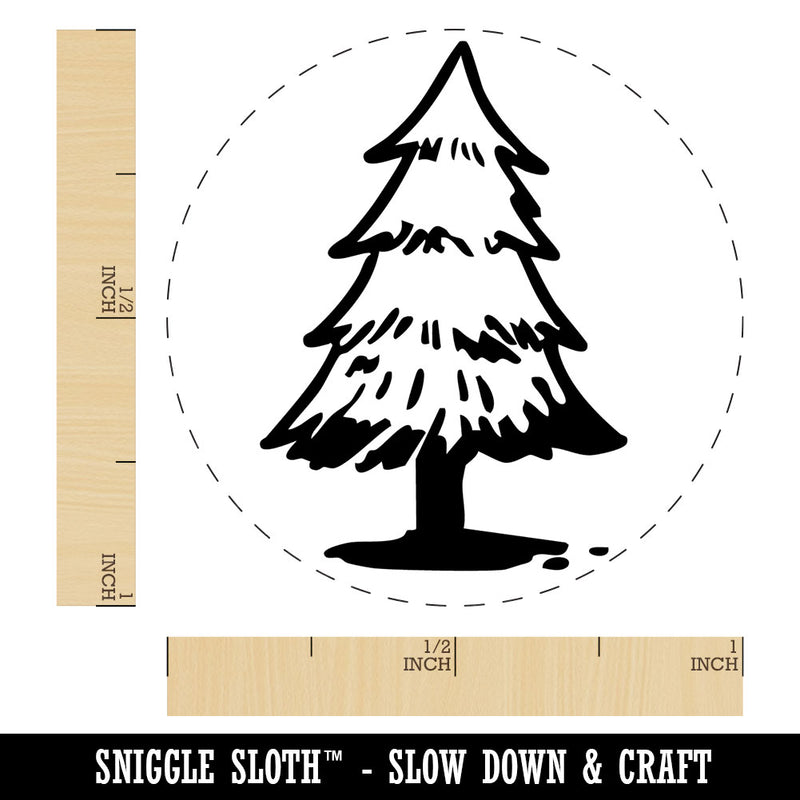 Hand Drawn Pine Tree Conifer Redwood Christmas Self-Inking Rubber Stamp