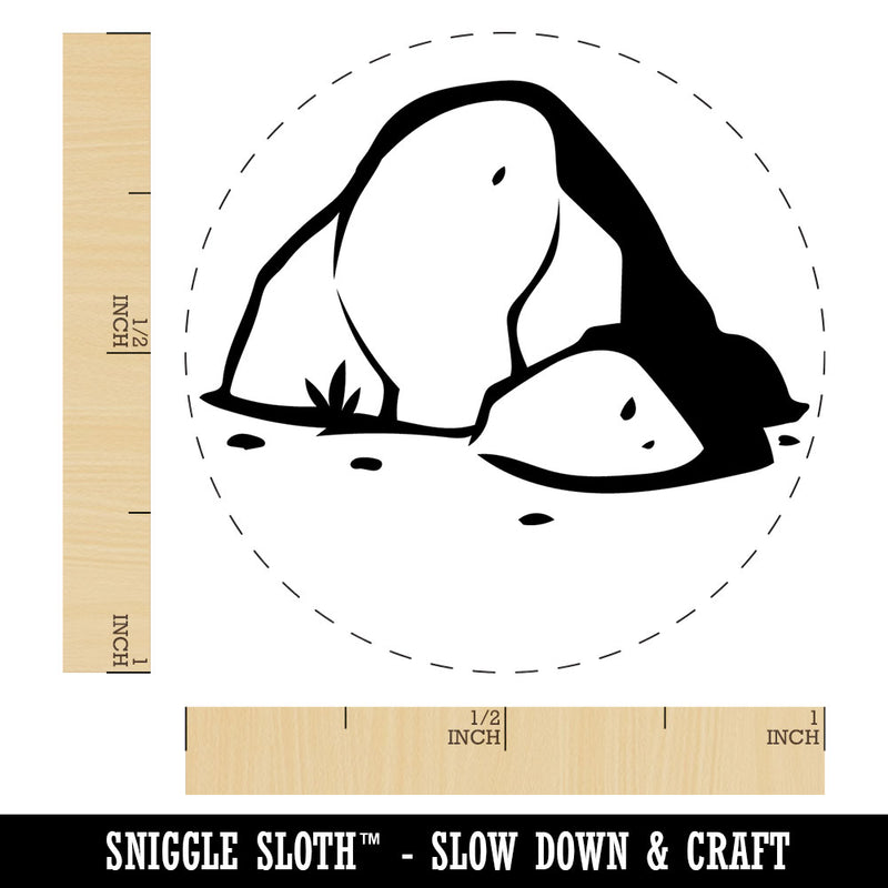 Hand Drawn Rock Stone Boulder Self-Inking Rubber Stamp Crafting Planners
