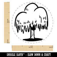 Hand Drawn Weeping Willow Droopy Tree Self-Inking Rubber Stamp Crafting Planner