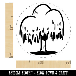 Hand Drawn Weeping Willow Droopy Tree Self-Inking Rubber Stamp Crafting Planner