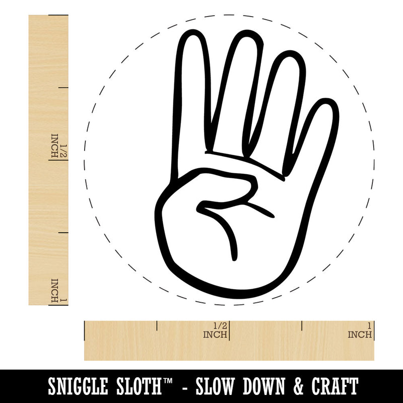 Hand Holding Up Four Fingers Self-Inking Rubber Stamp Crafting Planner