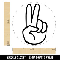 Hand Holding Up Two Fingers Peace Victory Self-Inking Rubber Stamp Crafting